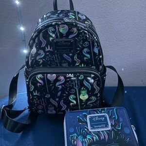 Disney Loungefly Ursula Mini Backpack, Comes with wallet